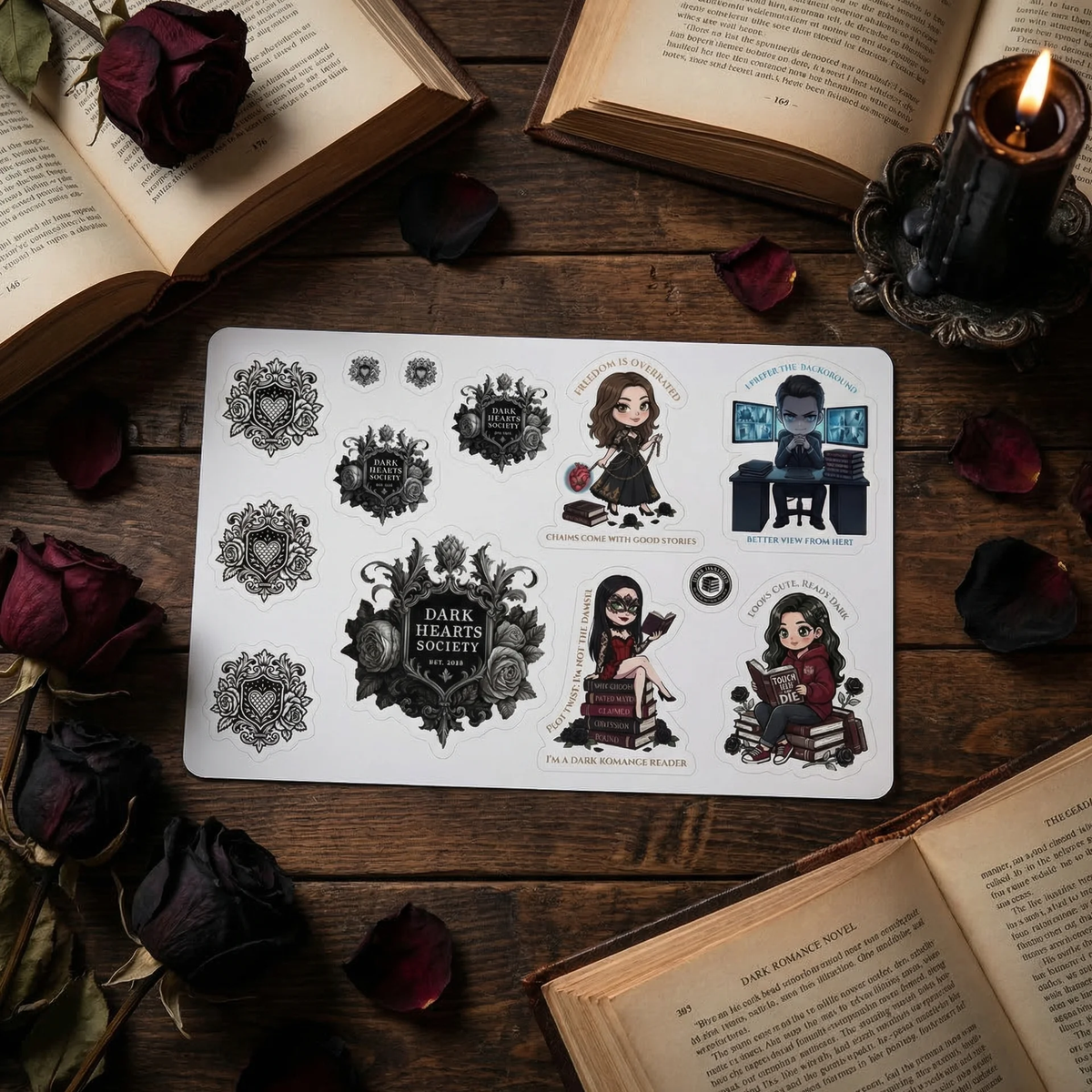 Dark Hearts Society Stickerbogen No. 1 · A Tribute to the Darlings [limitiert] - Dark Romance Merch & Bookish Geschenke - Dark Hearts Society