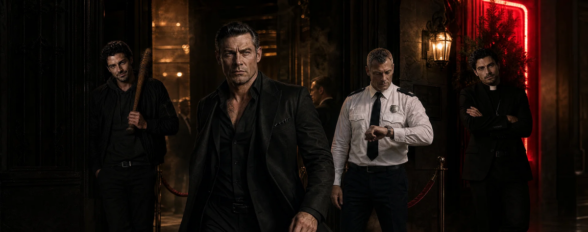 Die Männer aus Dark Hearts Hunt in einem dunklen Club